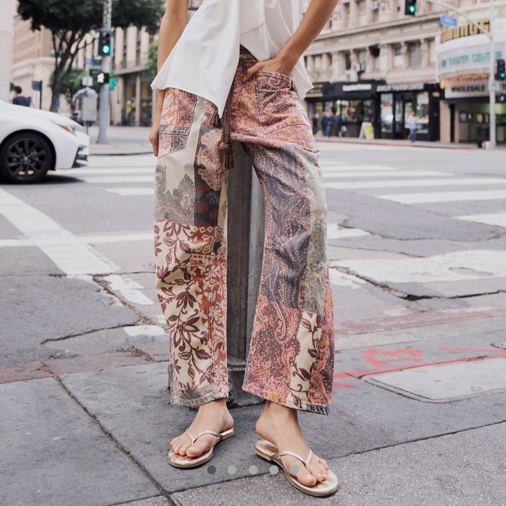 Free People Printed Barrel Jeans